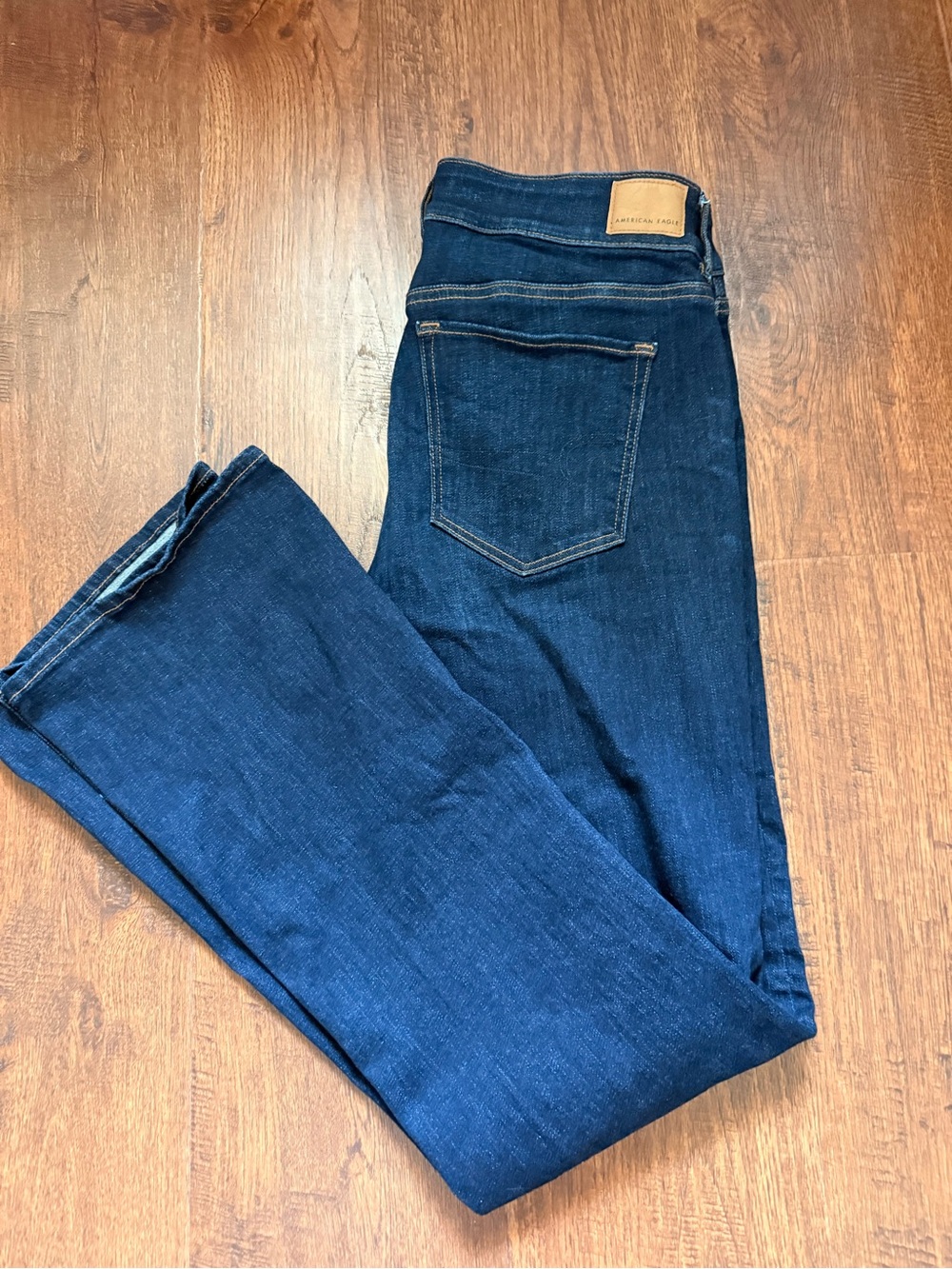 American Eagle Kick Boot Jeans Dark Wash Size 12 Bootcut Stretch Denim